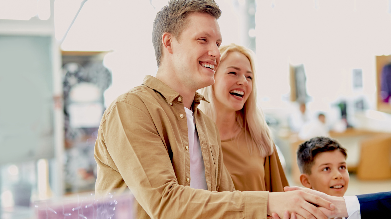 Happy customer transaction